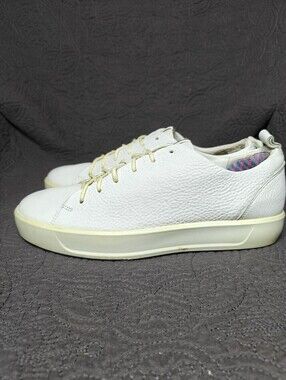 ECCO Soft 8 Lace Up Beige Leather Low Casual Sneaker Women's Shoe Sz 9-9.5 EU 40